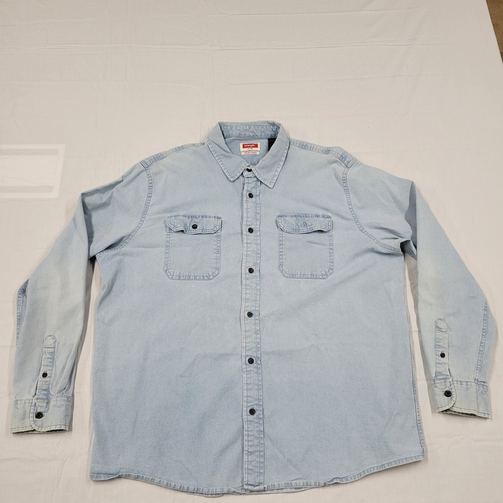 Wrangler blue 2 pocket western long sleeve button front shirt size 3XL